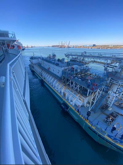 Seaside LNG's bunkering barge Clean Jacksonville is now operating in Galveston, Texas. (Photo: Seaside LNG)