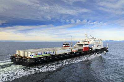 Seaspan Swift, first hybrid LNG fuelled and battery powered vessel in service (Image Courtesy of Seaspan)