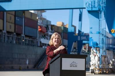 Sen. Landrieu at the Port of New Orleans (Photo: landrieu.senate.gov)