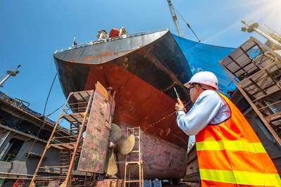 Ship repair is the first market to be targeted by AMBPR, as it has significant potential with 90,000 ships of over 50m in length periodically repainted at 600 dry docks worldwide - Image for illustration only; Credit:  TawanSaklay - AdobeStock.