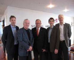 Signing the transfer of class (from left to right): Bjoern Haavard Braenden (GL), NAT CEO Herbjoern Hansson, Ronnie Westerman (GL), Fleet Manager Mr Michael Swerin and Tech Dir Mr Frithjof Bettum.