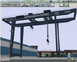 Simulated shipyard crane