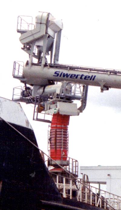  Siwertell totally enclosed loading system for a dust free operation. 