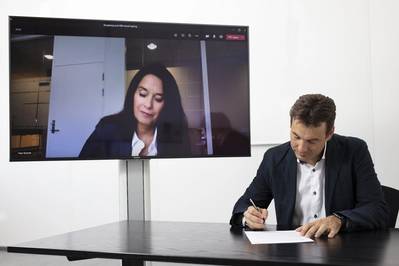 Hege Skryseth, Kongsberg Digital and Cristian Corotto, ABB Turbocharging (Photo: ABB)