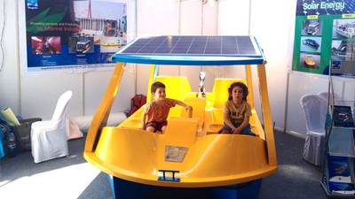 Solar Boat: Photo credit Navgathi