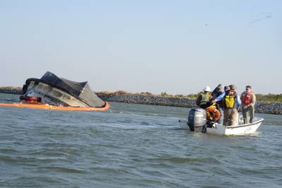 Spirit of Sacramento capsized near Bethel Island, Calif. (U.S. Coast Guard photo by Adam Stanton)