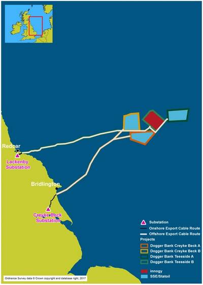 SSE and Statoil will take three of the 1.2 GW Dogger Bank projects while innogy will have one 1.2GW project. (Photo: Forewind)