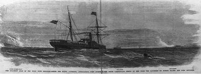 Steamship Star of the West, with reinforcements for Major Anderson, approaching Fort Sumter (Image courtesy United States Library of Congress)