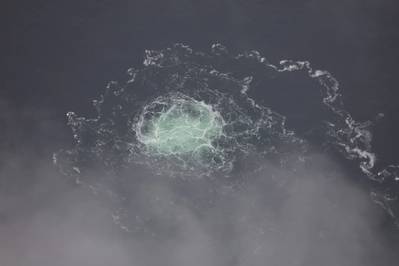The gas leak from the Nord Stream gas pipeline measured over 950 meters in diameter - Credit: Swedish Coast Guard