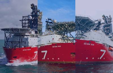   Subsea 7 pipelay support vessels (PLSV) Seven Waves, Seven Rio and Seven Sun. Image credit: Subsea 7