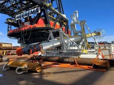 Subsea Excavator rigging frame onboard SSCV Thialf showing LankoForce HL slings made with recycled-based Dyneema. Image courtesy Lankhorst