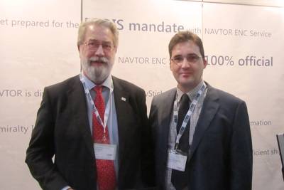 Tor Svanes, CEO, NAVTOR and Vangelis Linardatos, Managing Director, NAVTOR Hellas. Image courtesy NAVTOR
