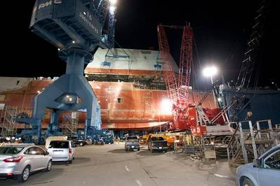 Zumwalt-class under construction: Photo courtesy of USN