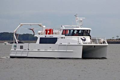 The 19 meter research vessel Spirit of the Sound runs virtually silently on hybrid electric power for 2 hour study cruises on the Long Island Sound
