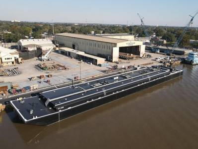 The 30,000 BBL Asphalt barge PTC 2002, delivered from Conrad Morgan City (Photo: Conrad Shipyards and Parker Towing)