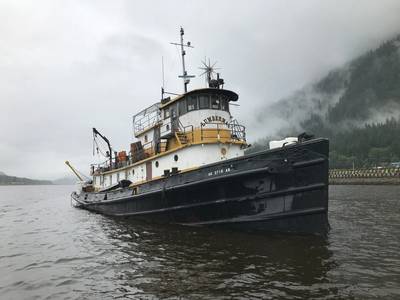 The abandoned tugboat Lumberman was scuttled off the coast of Alaska after it was determined to pose a significant public safety risk. (Photo: City and Borough of Juneau)