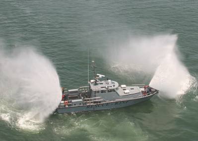 The boat offers a fire fighting system  with one remote controlled fire monitor station at the bow and two manual stations on the stern of the boat capable of shooting water 250 ft. @ 100 psi and 145ft. @ 100 psi.