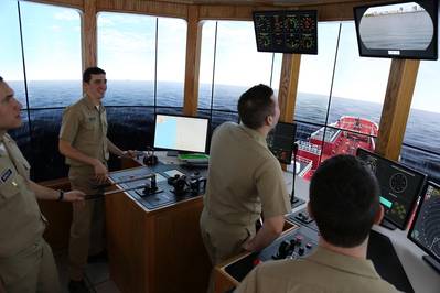 The Bouchard Tug and Barge Simulator at SUNY Maritime College offers state-of-the-art brown water training to SUNY cadets and industry professionals alike. (CREDIT: SUNY)