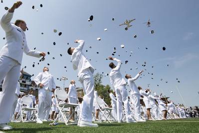 The Coast Guard Academy graduated 240 new officers along with seven international students. (Photo: Matthew Thieme / U.S. Coast Guard)