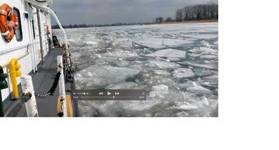 The crew of the Coast Guard Cutter Bristol Bay conducts ice-flushing operations in the St. Clair River, Thursday, March 26, 2015. Ice flushing operations help keep brash ice from forming and encourages the flow of ice down river preventing possible flood situations. U.S. Coast Guard video by USCGC Bristol Bay.