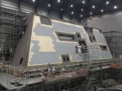 The deckhouse for DDG 1000, the first Zumwalt-class destroyer, is currently under construction at Ingalls Shipbuilding's Composite Center of Excellence in Gulfport, Miss. (Photo: HII)