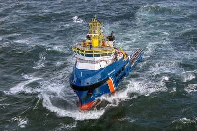 The Dutch coastguard's emergency tug Guardian deployed to search for possible floating containers. (Photo: Netherlands Coastguard)
