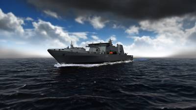 The ELLIDA multi-role logistics ship is the third in the family of vessels designed by BMT for the auxiliary market. Image courtesy BMT