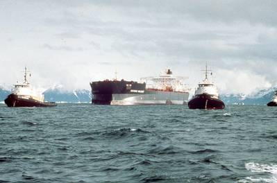 The Exxon Valdez ran aground on Bligh Reef in Prince William Sound, Alaska, March 23, 1989 spilling 11 million gallons of crude oil. (Photo: U.S. Coast Guard)