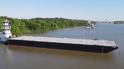 The first of four spud barges delivered to McDonough Marine Service by Conrad Shipyard (Photo: Conrad Shipyard)