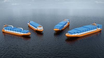 The four new Wärtsilä container feeder vessel designs (Image: Wärtsilä)