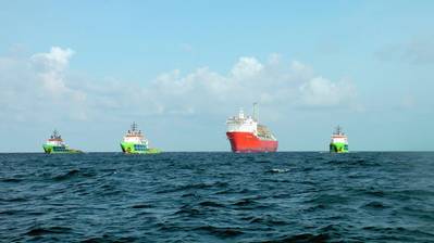 The FPSO Petrojarl Knarr being towed by Fairmount Marine tugs from South Korea to Norway (file photo)