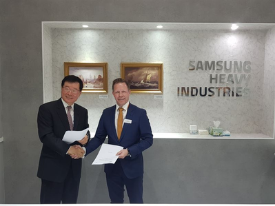 The Joint Development Project was signed by Jin-Taek Jung; Executive Vice President, Engineering & Procurement Operations, SHI and Timo Koponen; Vice President, Processing Solutions, Wärtsilä Marine. (Photo: Wärtsilä)