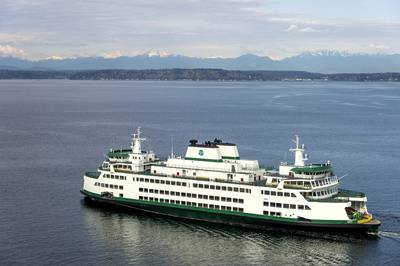 The new ferry M/V Samish undergoing sea trials in April 2015 in Seattle (Photo: Washington State Dept of Transportation)