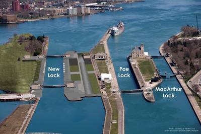 The New Lock at the Soo Artistic Rendering depicts how the Soo Locks will look once the New Lock at the Soo is complete in Sault Ste. Marie, Mich. (Image: USACE)