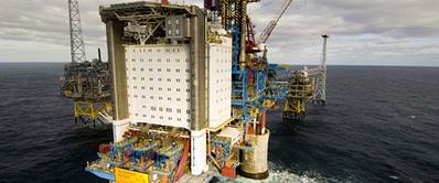 The Sleipner A platform in the North Sea (Photo: Øyvind Hagen)