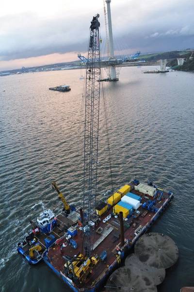 The spreader beam lifting rig was used below the hook of a crane barge on the Firth of Forth.