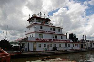 The Thomas E. Erickson, owned and operated by Marquette Transportation, chartered by AEP River Operations. Photo by Raina Clark