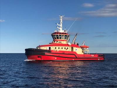 The ‘Vilja’, an escort tug operated by the Port of Luleå in Sweden, is the first vessel of its kind operating with the Wärtsilä HY hybrid power module. Copyright: Port of Luleå.