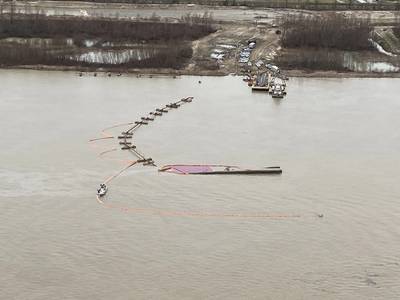 The W.B. Wood capsized on the Mississippi River near Meraux, La. on January 16, 2023. (U.S. Coast Guard photo by Sector New Orleans)