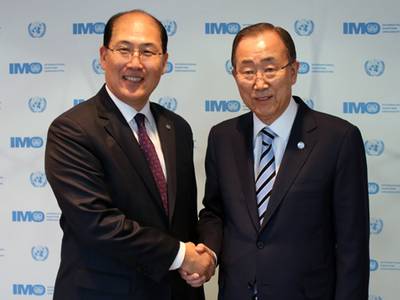 UN Secretary-General Ban Ki-moon (right) met IMO Secretary-General Kitack Lim (Photo: IMO)