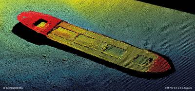 Underwater image captured using an EM 712 multibeam echo sounder (Image: Kongsberg Maritime)