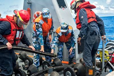 US & China Sailors Exercise: Photo credit USN