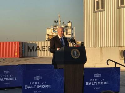 U.S. President Joe Biden delivers a speech during a visit to the Port of Baltimore (Photo: Port of Baltimore)