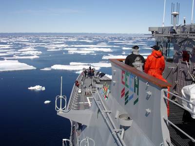 US warship in ice: Photo courtesy of USN