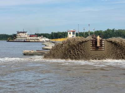 The USACE Memphis District’s Hurley dredged a record 14.5 million cubic yards of material for the 2022 season as the Corps battles historic water levels. (Photo: USACE Memphis District)
