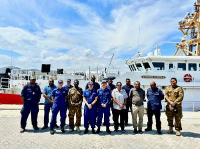 USCGC Myrtle Hazard (WPC 1139) hosts operational planning and subject matter exchange with partners in Port Moresby, Papua New Guinea. Photo by Chief Warrant Officer Sara Muir.