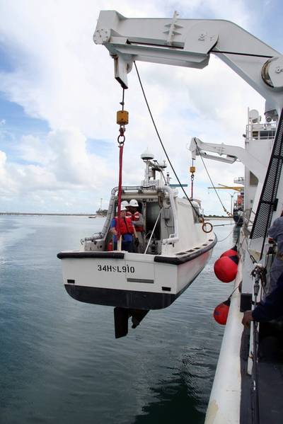 USNS Bowditch lowering inshore survey boat: Photo credit USN