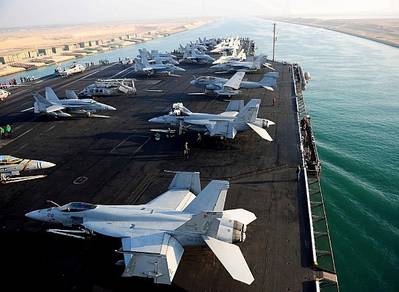 USS Abraham Lincoln - Suez Transit: Credit USN