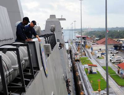 USS Anchorage in Panama Canal: Photo credit USN