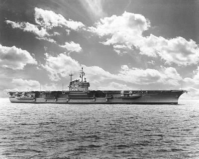 USS Forrestal (CVA-59) photographed by W.F. Radcliff, 1955. (U.S. Naval Historical Center Photograph)